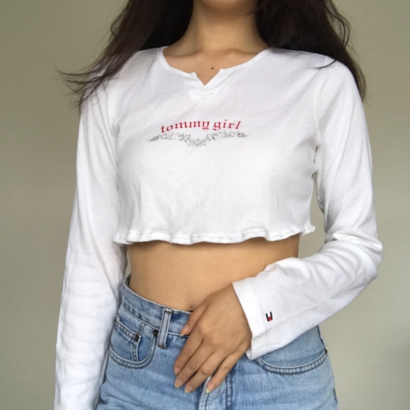 Tommy Hilfiger long sleeve white crop top - Picture 2 of 4